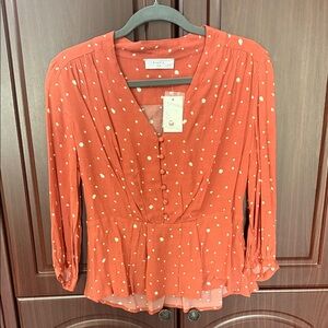 Elodie Rust Blouse with White Dots
